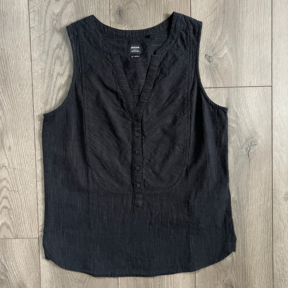 Prana Katya tank top Womens XS Black Sleeveless 100% Cotton